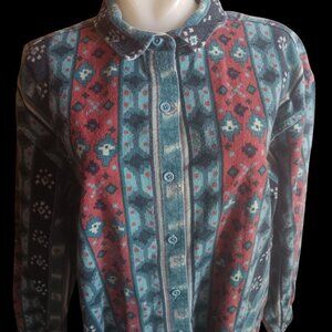 Vintage Women's Flannel Shirt XL Woolrich Southwestern Aztec Button Down USA 90s